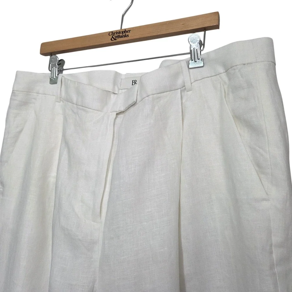 Banana Republic NWT Womens White European Flax Linen Wide Leg Pants Size 20